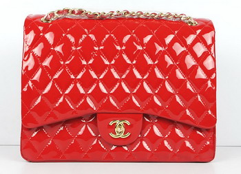 AAA Chanel Classic Quilted Patent Flap Bag 1116 Red Gold Chain Fake